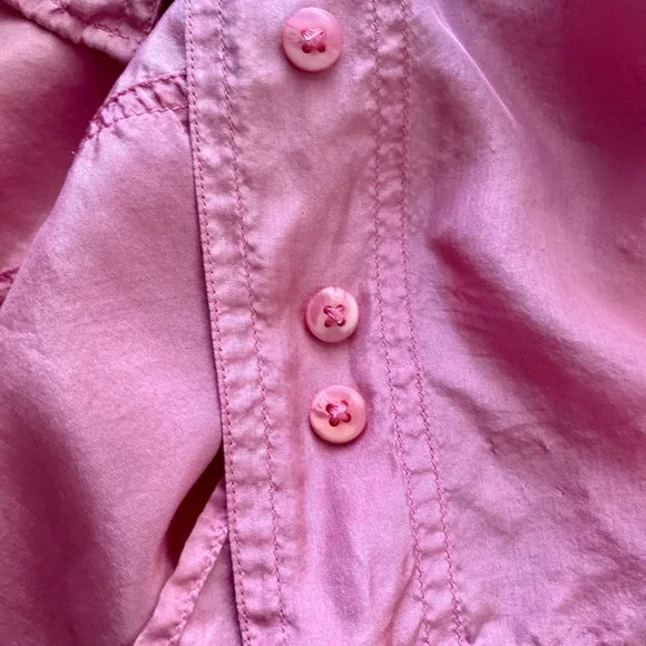 The Limited 100% Silk Pink Button Down Long Sleeve Blouse Medium - Picture 8 of 11